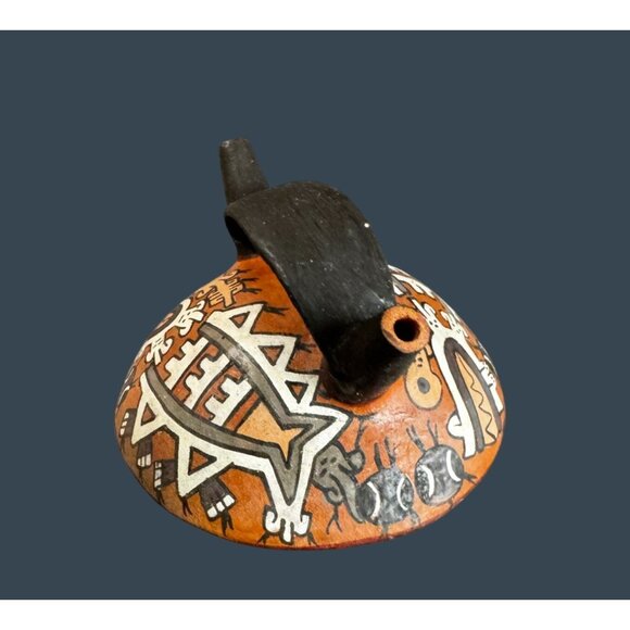 Peru Nazca Style Double Spout Bridge Vessel Fish & Serpent Design Fely Calle 5 1 - Picture 5 of 6